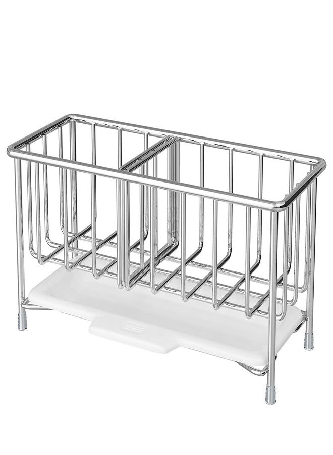 MAX COOK MAXCOOK Kitchen Sink Sponge Holder, 304 Stainless Steel Soap Dispenser Caddy Organize, Kitchen Sink Brush Caddy Holder with Removable Drain Tray - Image 1